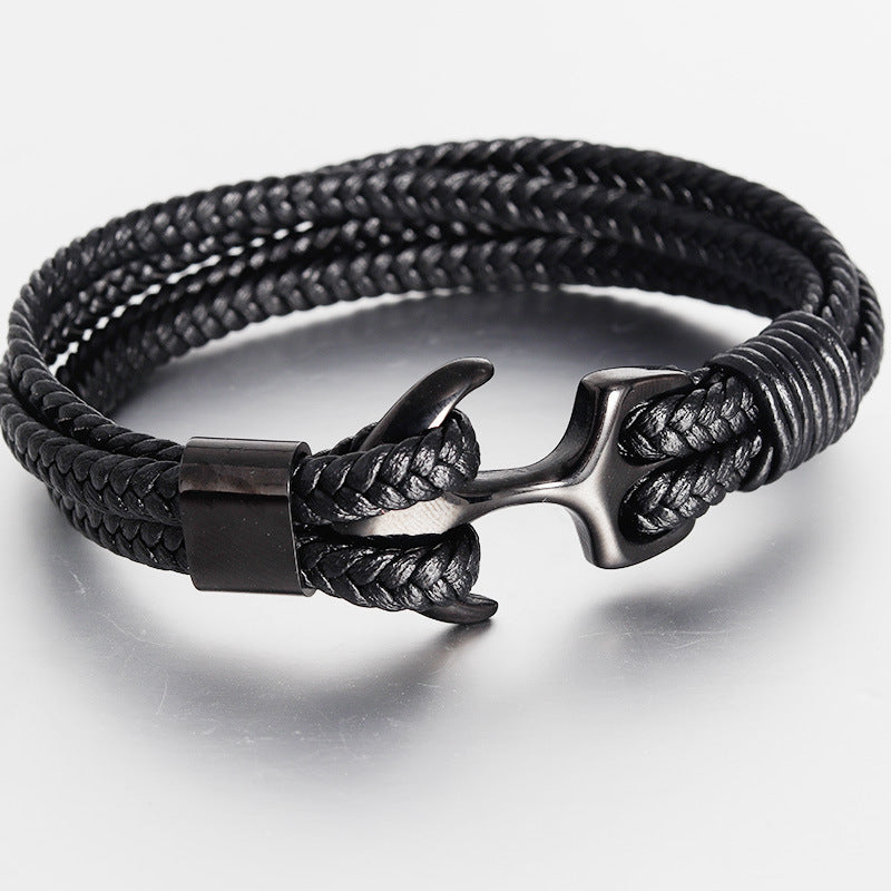 Stainless steel leather bracelet leather cord 6133233163282