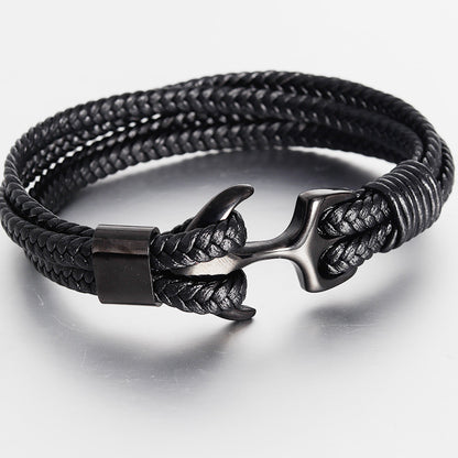 Stainless steel leather bracelet leather cord 6133233163282