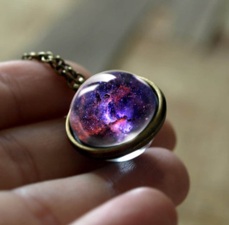 Nebula Galaxy Double Sided Pendant Necklace 614698114407