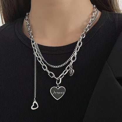 Fashion Double-layer Titanium Steel Necklace For Women 614d2d19 ff57 4308 9181 3ad6c17bcf1e