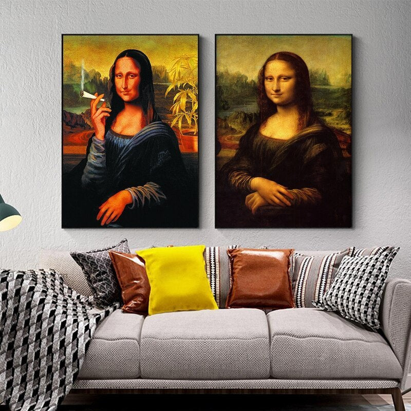Da Vinci Mona Lisa spoofs canvas painting 615826987082