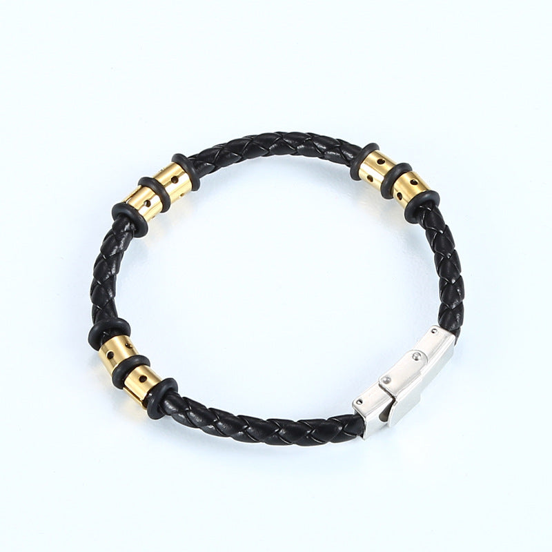 Stainless Steel Woven Leather String Couple Bracelet 616d88fe 9410 49fb b75f 56bb38c271ea