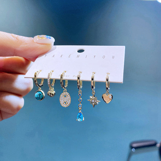European And American Fashion Turquoise Geometric Star Earrings Set 616fd015 753f 4928 a13a 420115bf1c1c