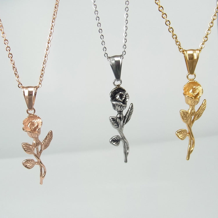 Stainless Steel Gold Roses Necklace For Men New Fashion Gold Cross Pendent With Chain Necklace Jewelry Men Necklace 617414960