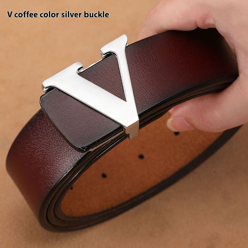 Factory Direct Sales Retro Smooth Genuine Leather Pure Cowhide Letter V Pants Belt 6186ac3d b261 45bd 88f6 377c6de310de trans