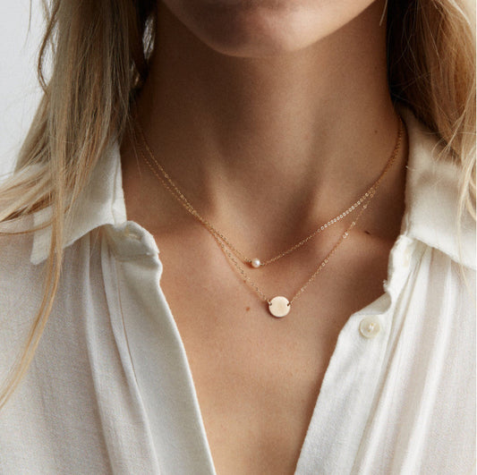 Double Layer Pearl Disc Women's Necklace 6188327d 3dd7 4b99 ab50 c2efc8b46b5e
