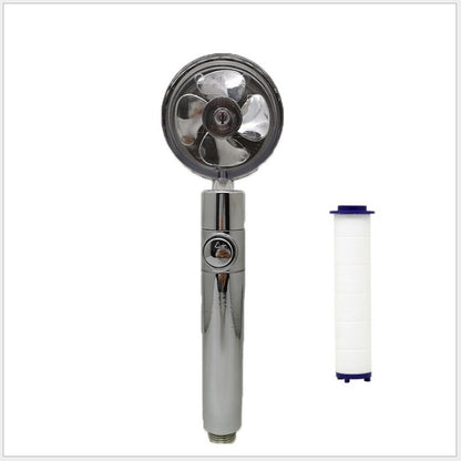 Propeller Driven Shower Head With Stop Button And Cotton Filter Turbocharged High Pressure Handheld Shower Nozzle 61890857 90