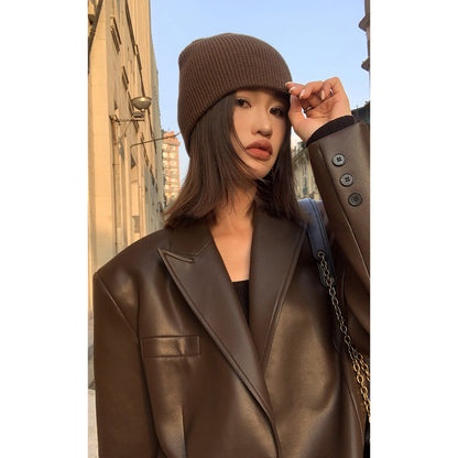 Women's Black Pu Suit Leather Coat 61a2ab8e 022a 47c4 9c7f 66ef6989646e