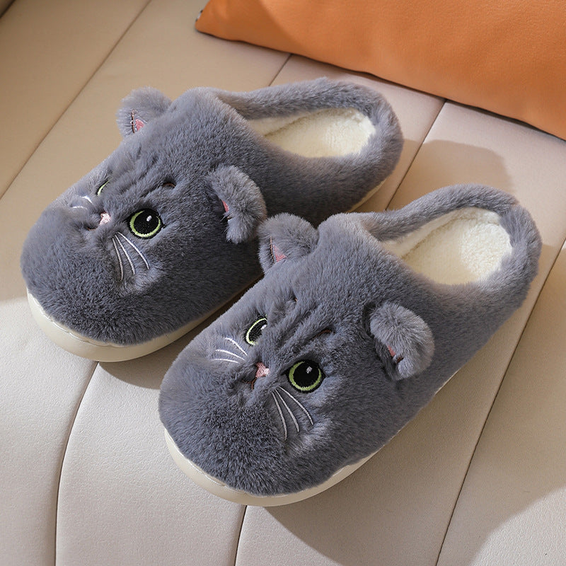 Cute Cat Plush Slippers Winter Warm Floor Bedroom Home Slippers For Couple Non-slip House Shoes Women Men 61c51ec0 948f 4991 