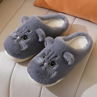 Cute Cat Plush Slippers Winter Warm Floor Bedroom Home Slippers For Couple Non-slip House Shoes Women Men 61c51ec0 948f 4991 