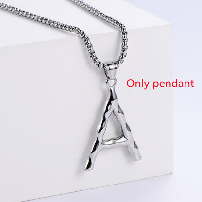 Three-dimensional 26 English Letter Pendant Necklace Fashion Jewelry Titanium Steel Couple Ornament 61cf21e9 ff99 482d 8976 2