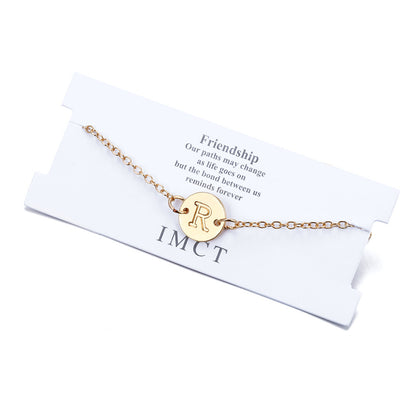 DIY Letter Bracelet Anklet Gold Small Circle Glossy Letter Bracelet 61cfe7cf f83e 47bb a73c f8e8fd03a5c8