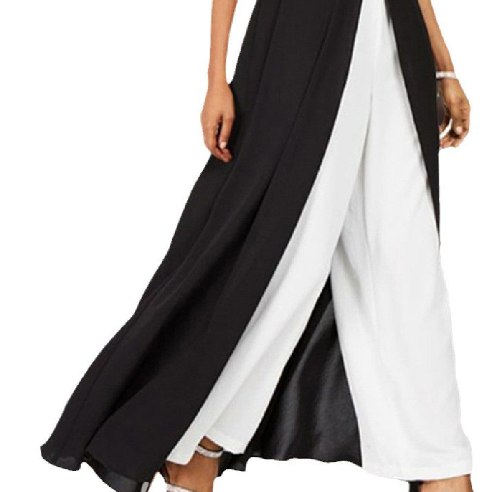 Contrast Color Black Round Neck Jumpsuit 61d5a26c 72ac 4850 a2e3 bd56f470048a