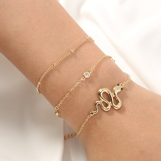 European and American cross-border hot-selling accessories, animal snake-shaped multi-layer exaggerated street fashion bracel