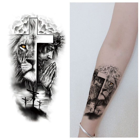 Animal Pattern Tiger Lion Half Arm Water Transfer Imitation Tattoo 61e56f31 1f76 4834 b5a5 24c501975988