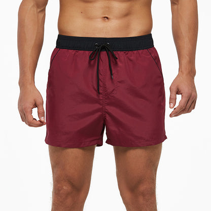 Men's Beach Pants European And American Boardshort Back Pocket Zipper Solid Color 3-point Pants Quick-drying Waterproof Linin