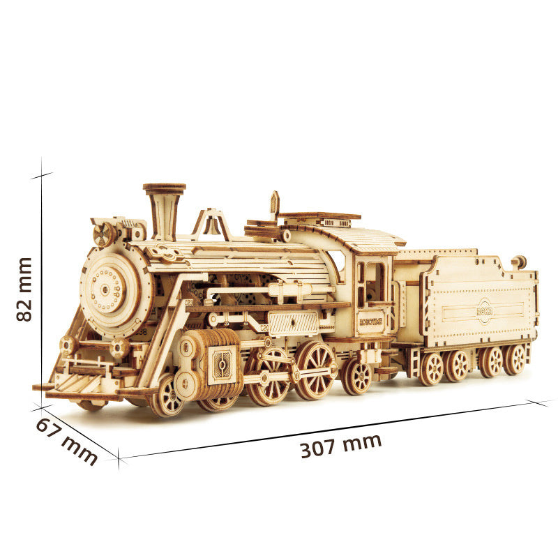 3D Wooden Puzzle Train Model DIY Wooden Train Toy Mechanical Train Model Kit Assembly Model Home Decoration Crafts - HD Wireless Product #8