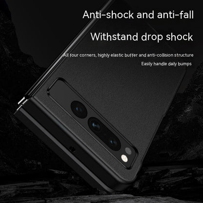 Plain Leather Anti-fall Ultra-thin Foldable Leather Protective Shell - 图片 2