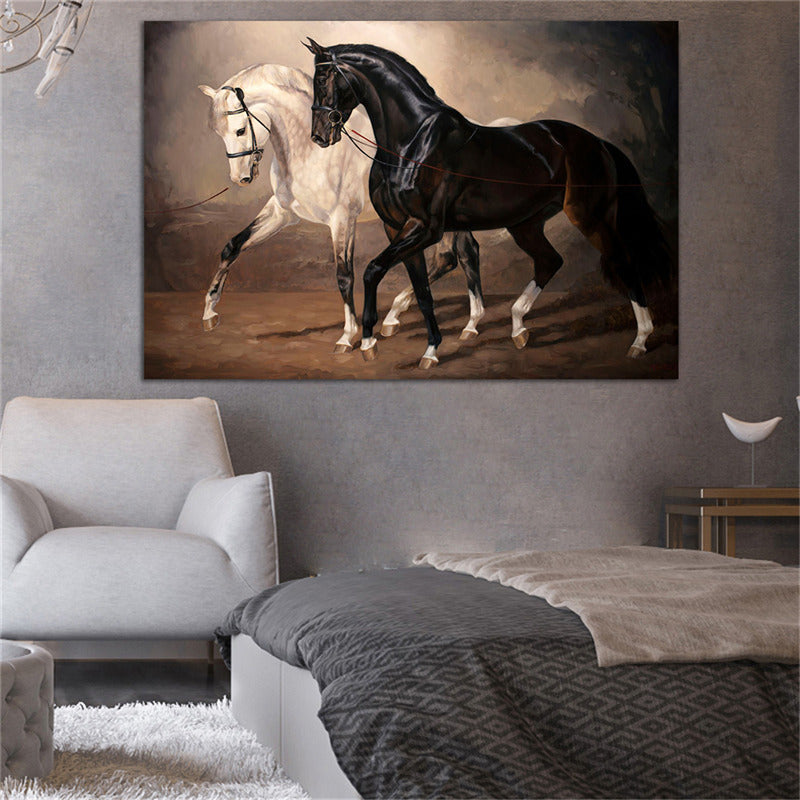 Canvas With Black And White Horses 62549d99 0f47 4b49 b533 1bfaf18a5604