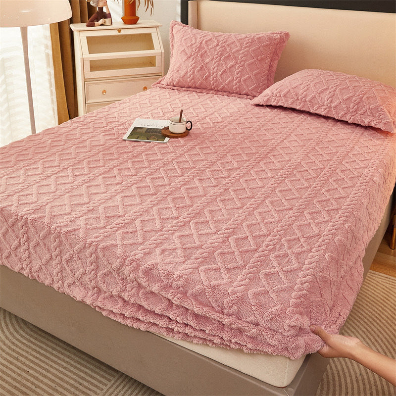 Winter Thermal Flannel Coral Fleece Fitted Sheet Fleece-lined Non-slip Bedspread 625cc6d6 895b 4d7c 8ffa cc951d283361
