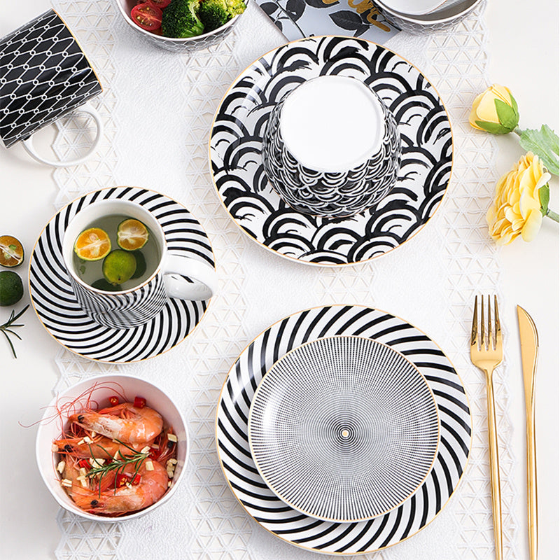 8-inch Nordic Style Geometric Series Ceramic Breakfast Plate Western Steak Flat Dish Plate Fruit Plate Decoration Hanging Plate - HD Wireless Product #5