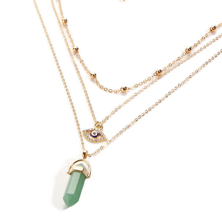 Diamond Eye Pendant Triple Chain 6288247021451