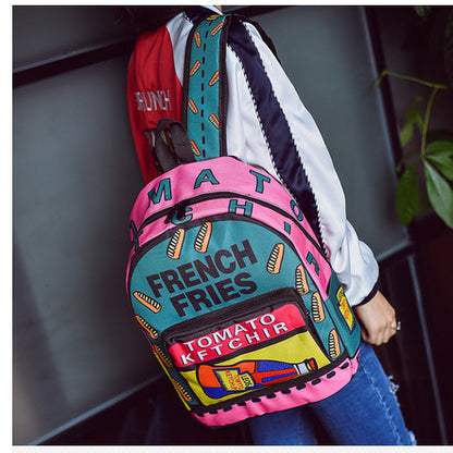 Graffiti print colorful Harajuku Japanese backpack 629421171766