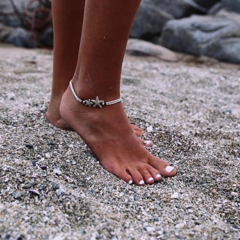 Round Starfish Yoga Pendant Anklet 6298847234845