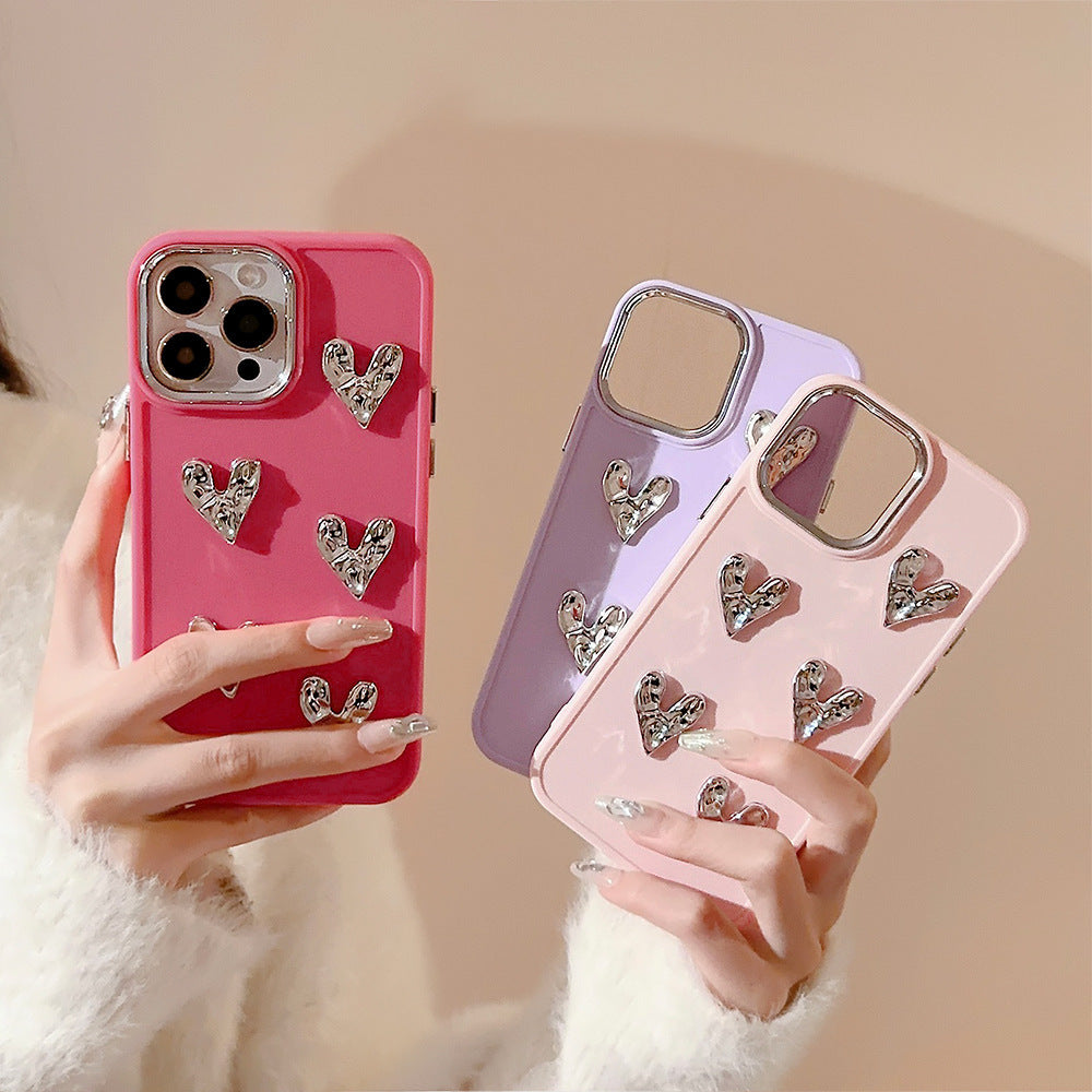 Pleated Metallic Electroplating Heart Mobile Phone Shell 62a09968 067c 4f67 a17f 8ac648854635