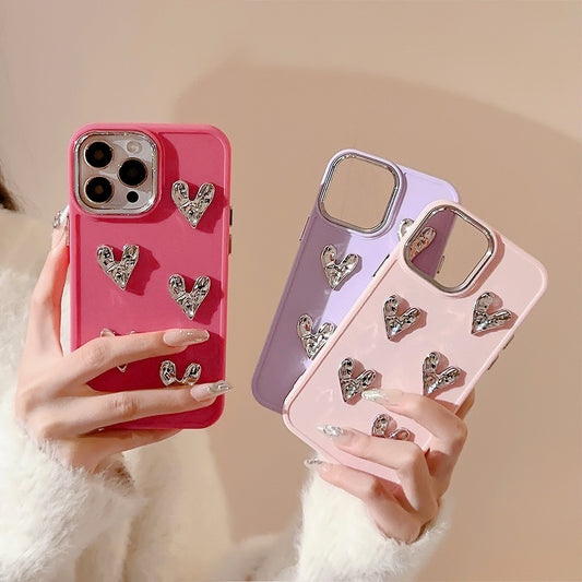 Pleated Metallic Electroplating Heart Mobile Phone Shell 62a09968 067c 4f67 a17f 8ac648854635