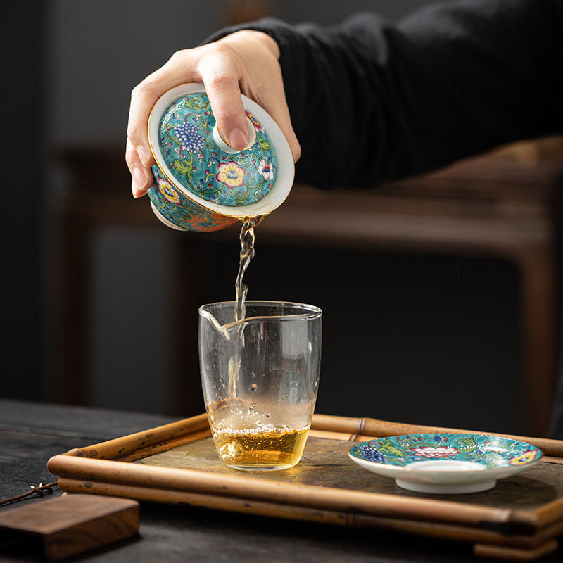 Enamel Ceramic Gaiwan Dragon And Phoenix Tea Cup 62a19760 1f7b 4b14 8d8b 7a1b53c3b550