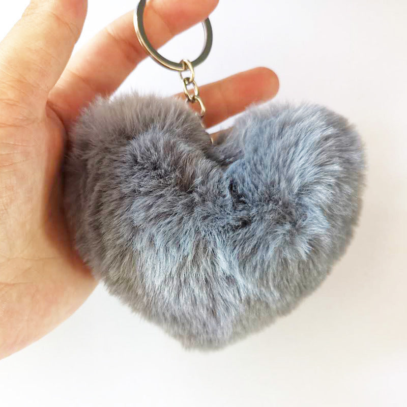 Heart-shaped Fur Ball Keychain Rex Rabbit Plush Car Pendant 62a6a97c b462 4169 8551 29bca1dd1631