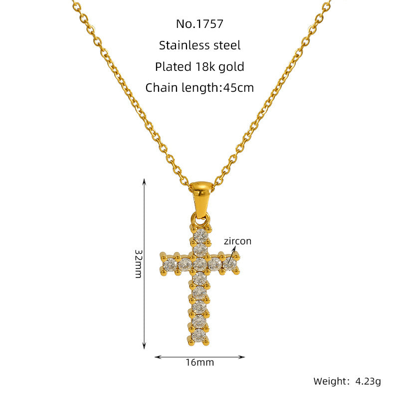 Ins Style Vintage Cross Zircon Necklace 62fbefc6 0bbd 48da b5ea 7b9577782b19
