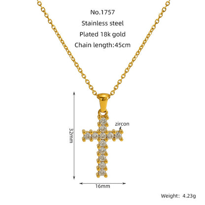 Ins Style Vintage Cross Zircon Necklace 62fbefc6 0bbd 48da b5ea 7b9577782b19