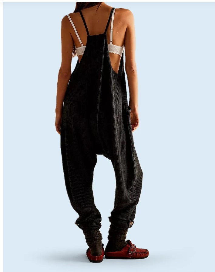 Waffle Knitted Trousers Jumpsuit Suspender Pants 62ffb7fc 858e 48a9 94c7 1fa8b1c36ee7