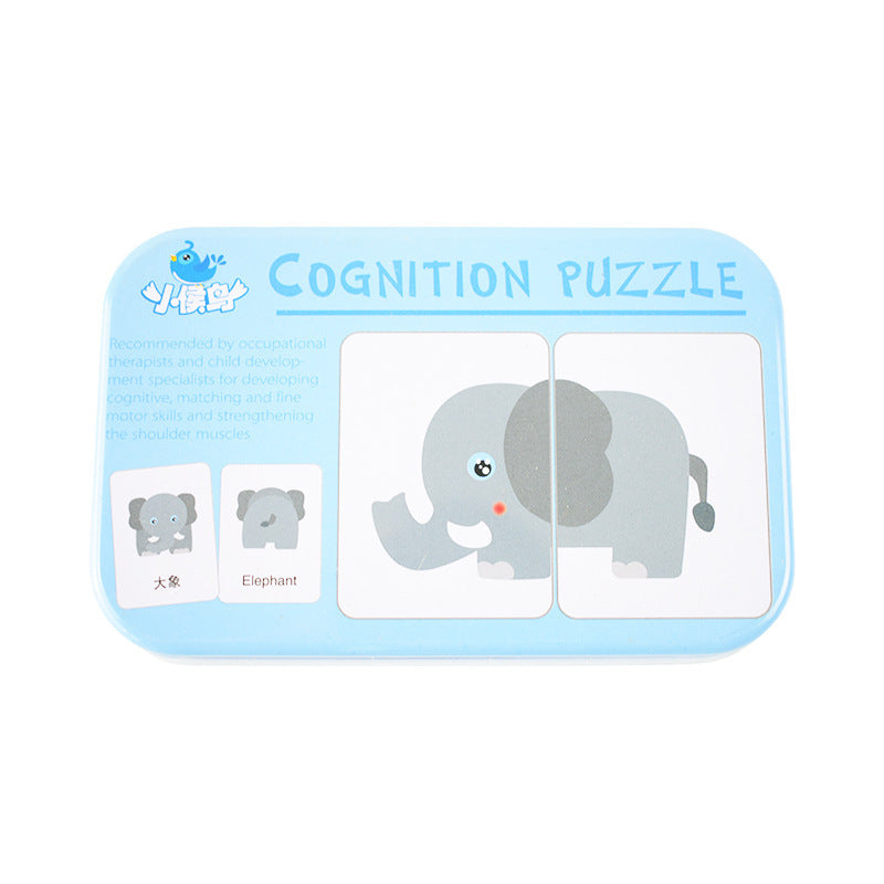 Children's Cognitive Card Iron Box Jigsaw Puzzle Matching Fruit Learning Card 630022648385