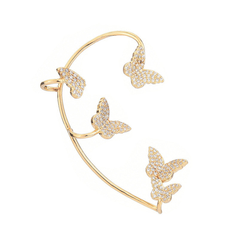 Fashion Gold Metal Butterfly Ear Clips Sparkling Zircon Without Piercing Ear Cuff Clip Earrings For Women Jewelry Gift 632180