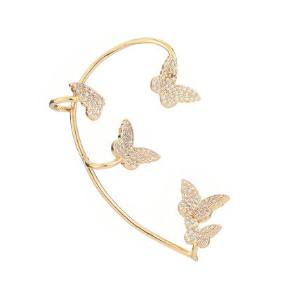 Fashion Gold Metal Butterfly Ear Clips Sparkling Zircon Without Piercing Ear Cuff Clip Earrings For Women Jewelry Gift 632180