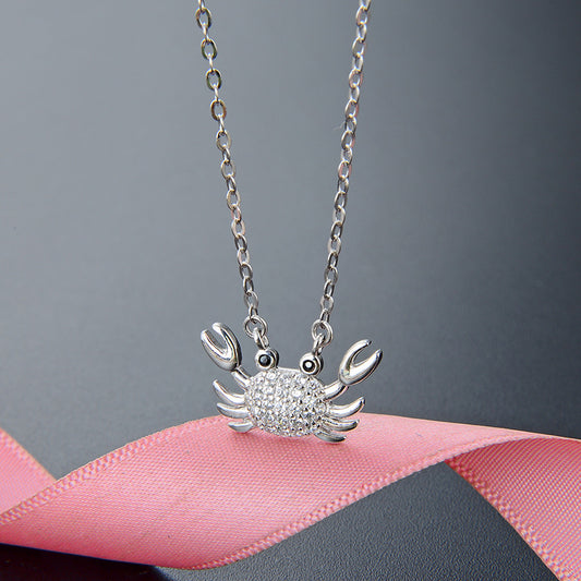 New Crab Cute S925 Silver Pendant Necklace 63282254 2368 4a75 a906 973fdcb1bea2