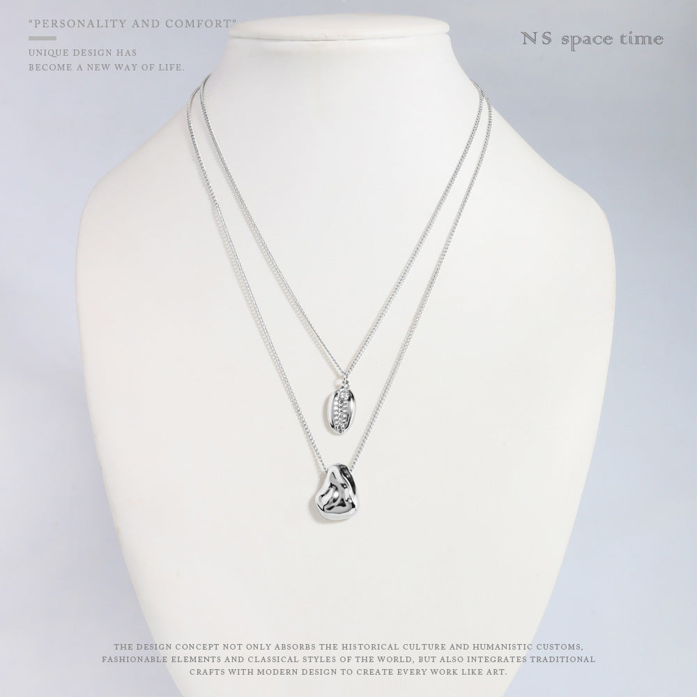 Temperament Fashion Double Layered Pearl Shell Pendant Clavicle Chain Female 6334d60c e610 42a8 9f26 511dc067ab6b