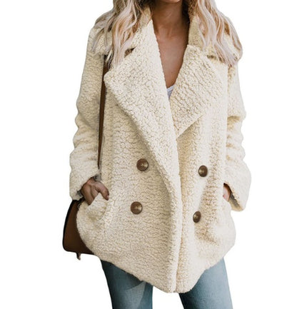 Autumn and Winter Women's Plush Button Lapels Pocket Coat Shirt 634198372842 353dda1d 349f 4cef a6c2 efec2c57a78f