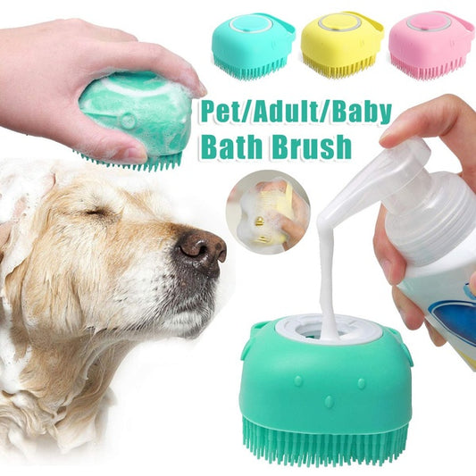 Silicone Dog Bath Massage Gloves Brush Pet Cat Bathroom Cleaning Tool Comb Brush For Dog Can Pour Shampoo Dog Grooming Suppli