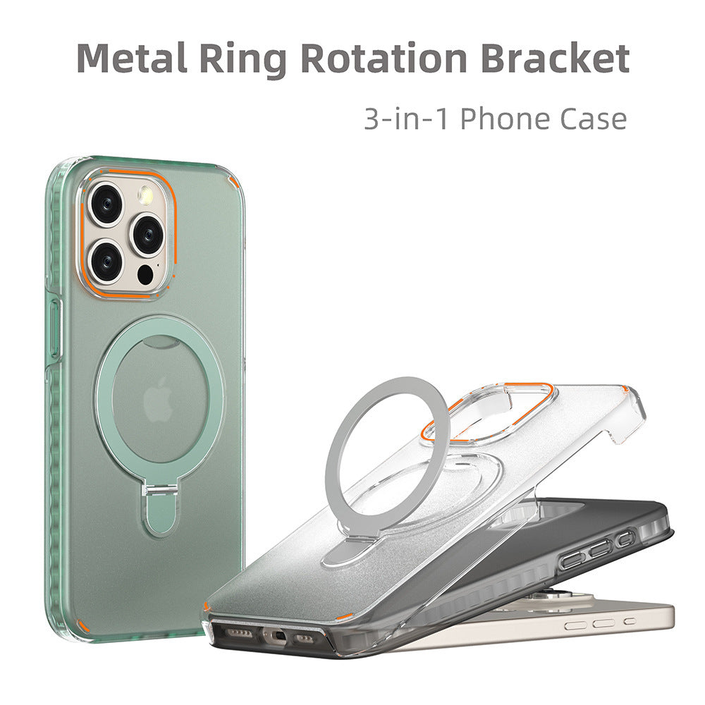 New Colorful Magnetic Bracket Phone Case With Holder Stand Cover For Magesafe Magnetic Transparent Wireless Charge Case For P