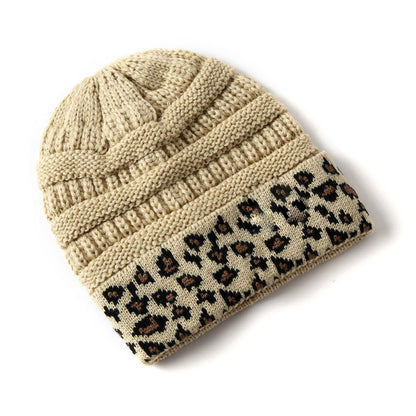 Beanie Women's Warm Leopard Print Knitted Hat Winter 6356146a dd40 4e82 bec7 d7f3545161bc