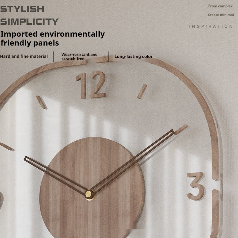 Creative Transparent Wooden Frame Wall Clock - 图片 4