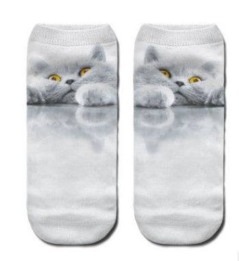 Popular Funny Unisex Short Socks 3D Cat Printed Anklet Socks Casual Socks 6366000209374