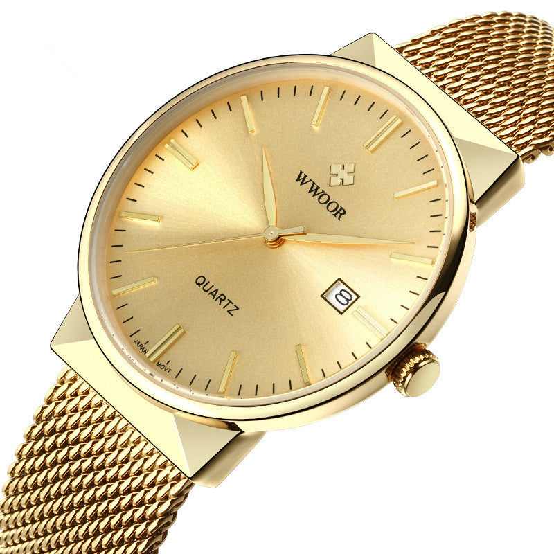 Men's mesh belt quartz watch wholesale ultra-thin waterproof steel 63945214106851