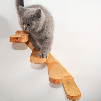 Cats Climbing Ladders On Solid Wood Walls, Rubber Wood Springboards And Stair Toys 639543382002