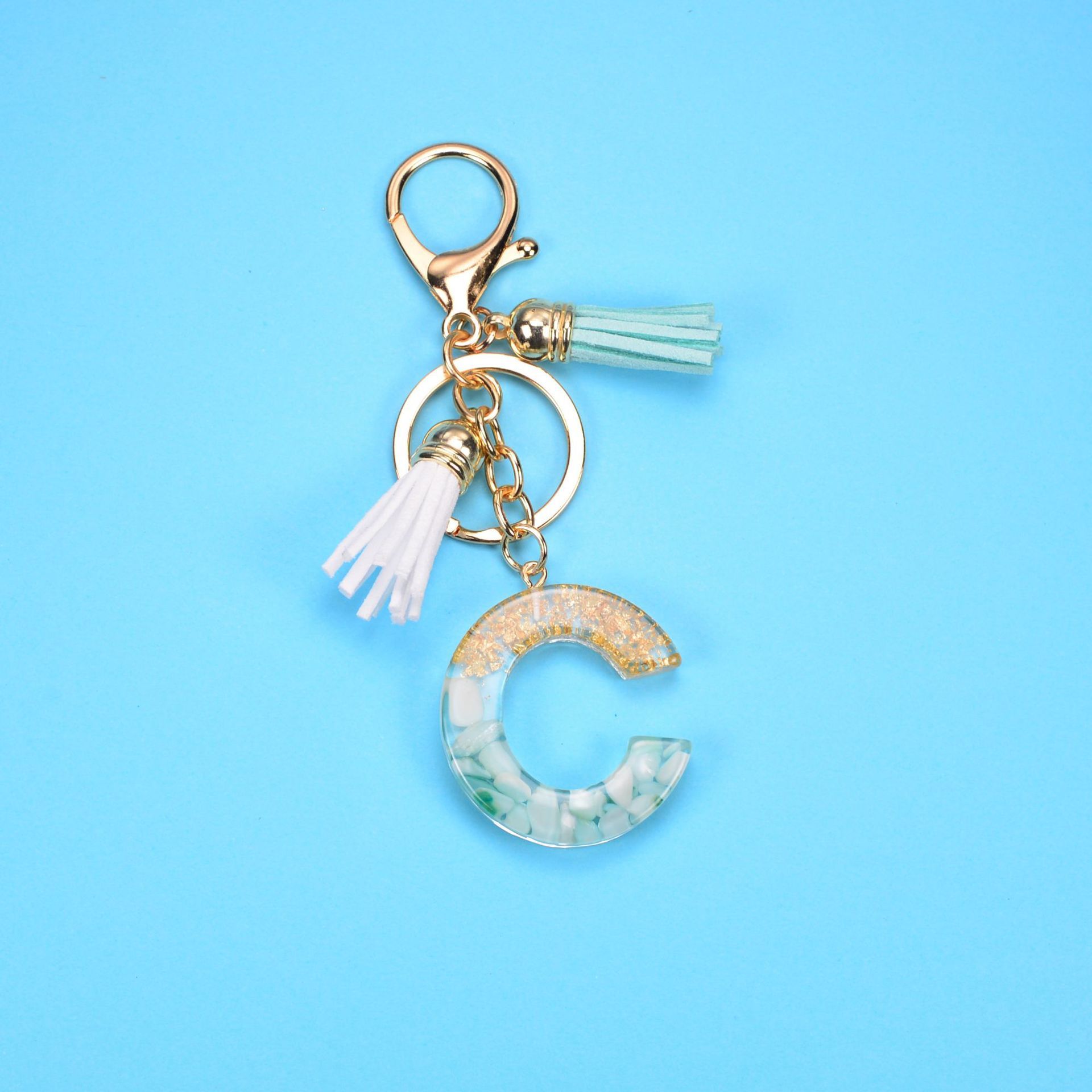 English Alphabet Keychain Tassel Pendant Stone Gold Foil Resin Key 63972e4b 66c6 4f3e 9808 aea7d63f64b9