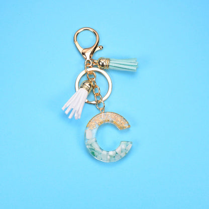 English Alphabet Keychain Tassel Pendant Stone Gold Foil Resin Key 63972e4b 66c6 4f3e 9808 aea7d63f64b9